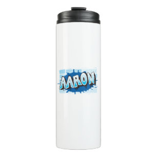 Aaron Ihr Name Graffiti Brick Wall stilisiert Thermosbecher