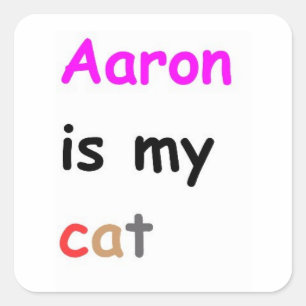 Aaron ist meine Katze Quadratischer Aufkleber