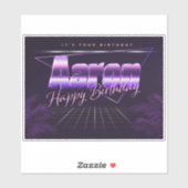 Aaron Name Vorname lila retro Sticker Geburtstag (Blatt)