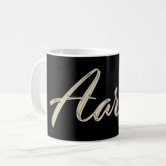 Aaron Name whitegold Tasse Teetasse Kaffeetasse (Vorderseite Links)