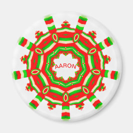 AARON ~ Personalisiertes Weihnachtsrad Fraktal ~ Magnet