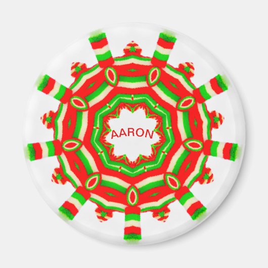 AARON ~ Personalisiertes Weihnachtsrad Fraktal ~ Magnet (Vorne)