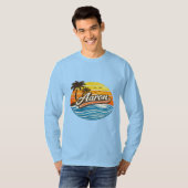Aaron Retro-Sonnenuntergangs-Name-Design T-Shirt (Vorne ganz)
