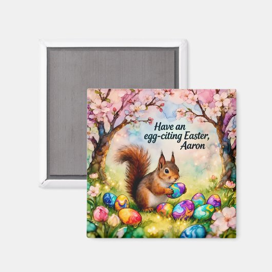 AARON ~ Squirrel collecting Easter Eggs ~  Magnet (Vorderseite/Rückseite)