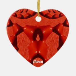 AARON ~ VALENTINE HEART ~ Rotes Fraktal ~ Keramik Ornament