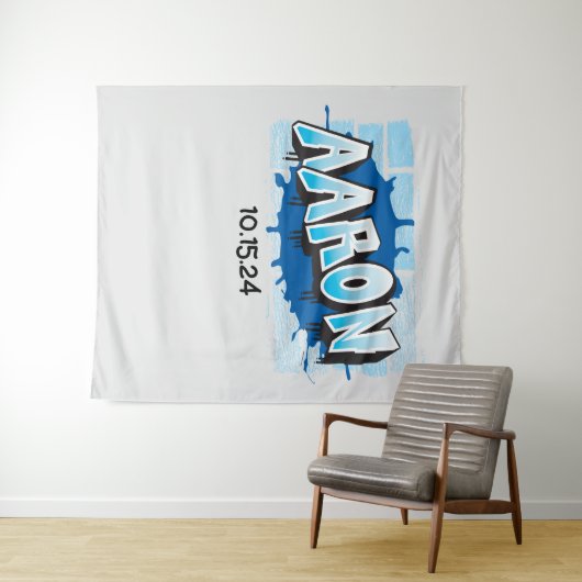 Aaron Your Graffiti Name Backdrop Foto-Op Wandteppich (Beispiel (Horizontal))