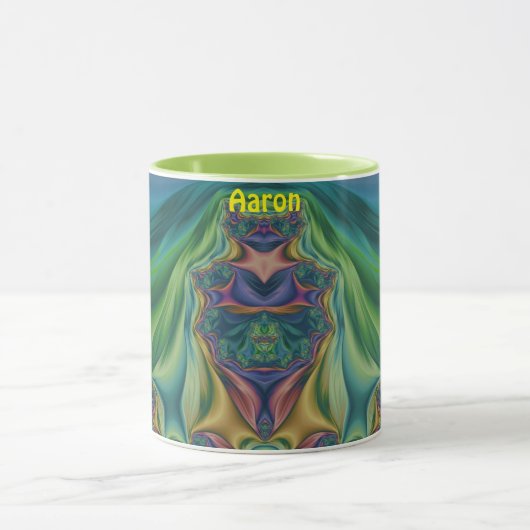 AARON ~ Zany 3D Fraktal ~ Lila Gelbe Tasse (Zentrum)