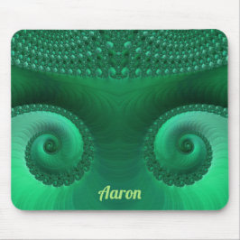 AARON ~ Zany Shades of Green Fraktal Pattern Mousepad
