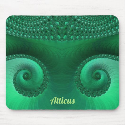 AARON ~ Zany Shades of Green Fraktal Pattern Mousepad (Vorne)