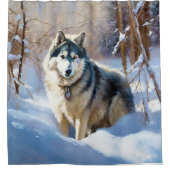 Aaskan Malamute Let It Snow Weihnachten Duschvorhang (Vorderseite)