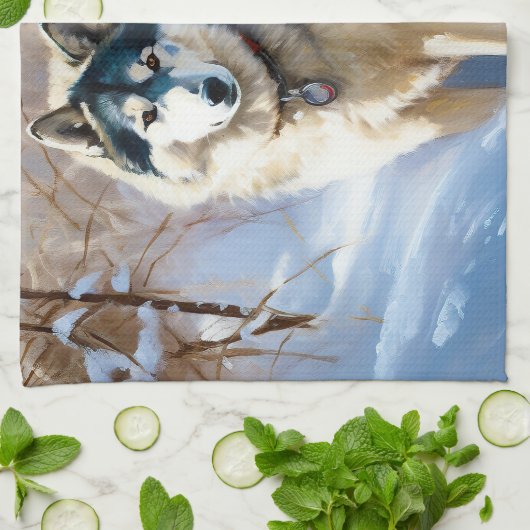 Aaskan Malamute Let It Snow Weihnachten Geschirrtuch (Gefaltet)