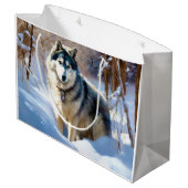 Aaskan Malamute Let It Snow Weihnachten Große Geschenktüte (Rückseite Schrägansicht)