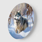 Aaskan Malamute Let It Snow Weihnachten Große Wanduhr (Winkel)