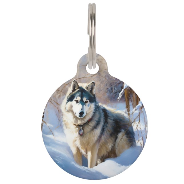 Aaskan Malamute Let It Snow Weihnachten Haustiermarke (Vorderseite)