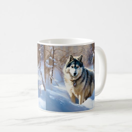 Aaskan Malamute Let It Snow Weihnachten Kaffeetasse (VorderseiteRechts)
