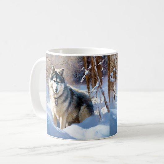 Aaskan Malamute Let It Snow Weihnachten Kaffeetasse (Vorderseite Links)