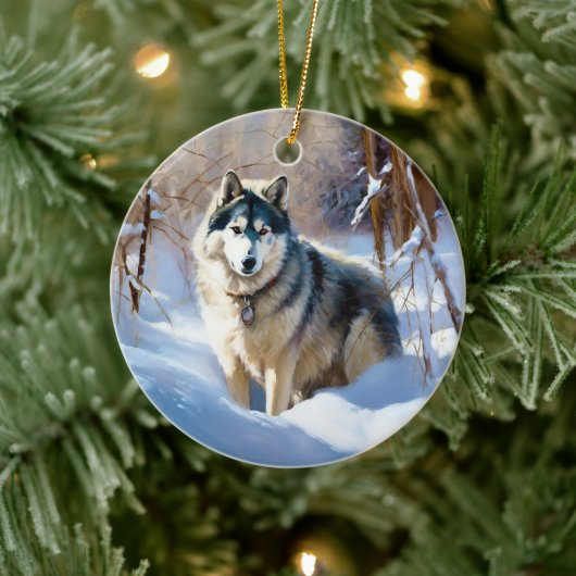 Aaskan Malamute Let It Snow Weihnachten Keramik Ornament (Baum)