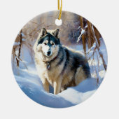 Aaskan Malamute Let It Snow Weihnachten Keramik Ornament (Vorne)