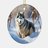 Aaskan Malamute Let It Snow Weihnachten Keramik Ornament (Links)