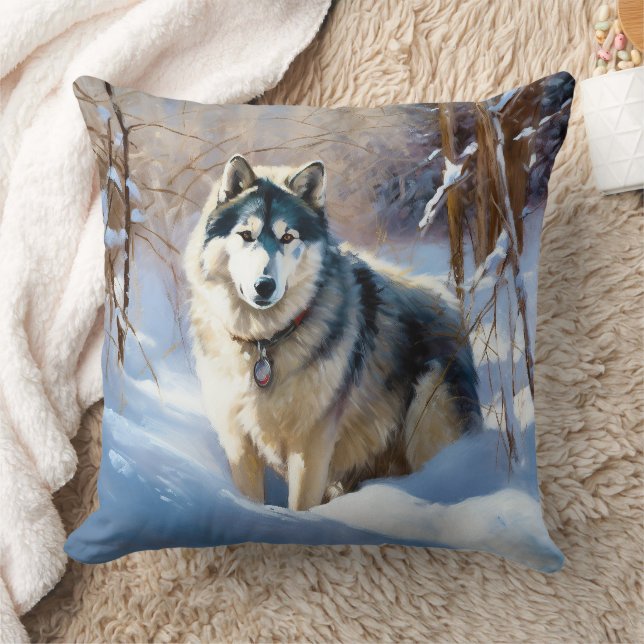 Aaskan Malamute Let It Snow Weihnachten Kissen (Decke)