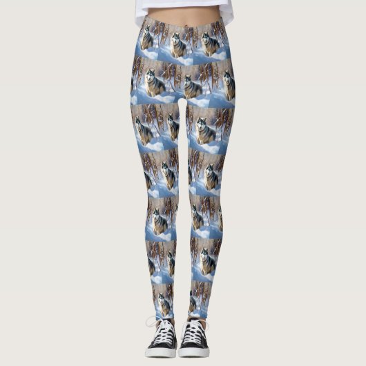 Aaskan Malamute Let It Snow Weihnachten Leggings (Vorderseite)