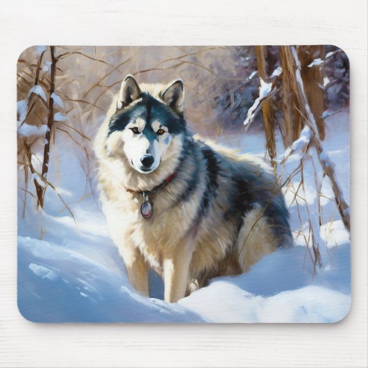 Aaskan Malamute Let It Snow Weihnachten Mousepad (Vorne)