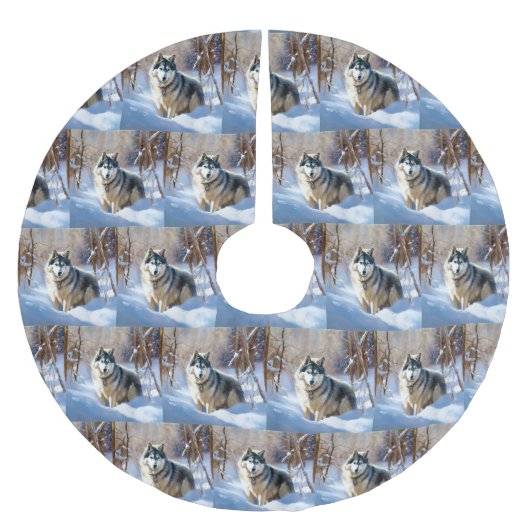 Aaskan Malamute Let It Snow Weihnachten Polyester Weihnachtsbaumdecke (Vorderseite)