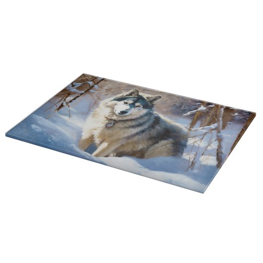 Aaskan Malamute Let It Snow Weihnachten Schneidebrett (Ecke)