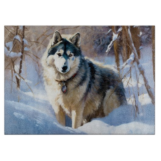Aaskan Malamute Let It Snow Weihnachten Schneidebrett (Vorderseite)