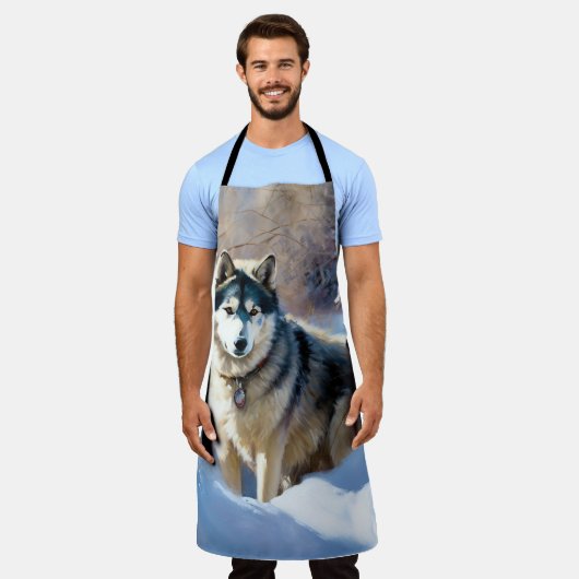 Aaskan Malamute Let It Snow Weihnachten Schürze (Getragen)