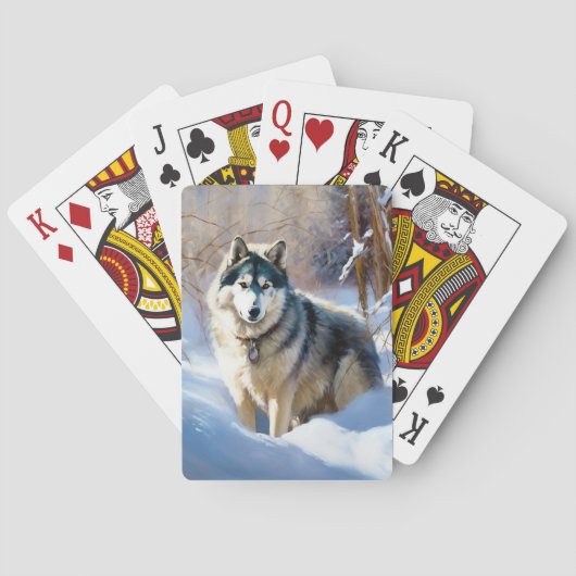 Aaskan Malamute Let It Snow Weihnachten Spielkarten (Rückseite)