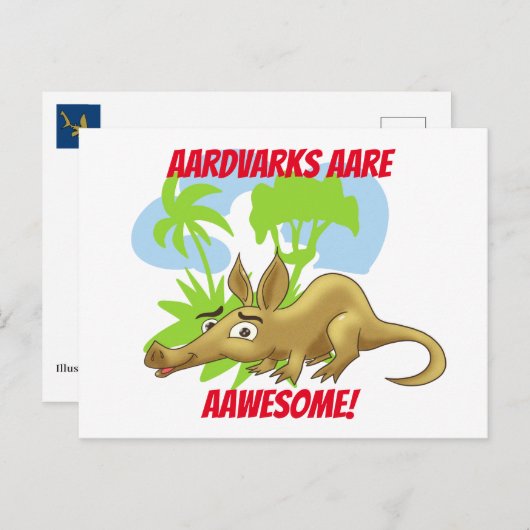 Aawesome caartoon aardvark postkarte (Vorne/Hinten)
