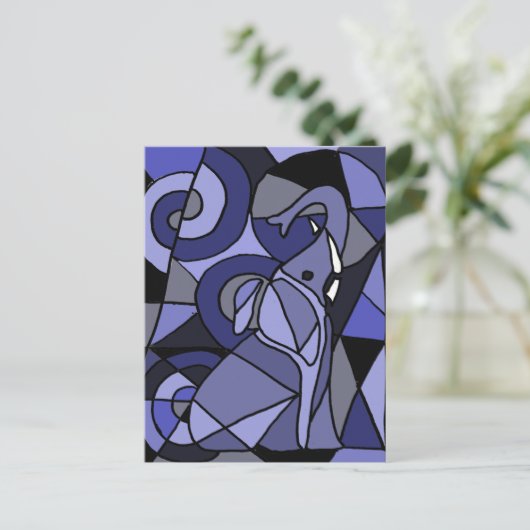 AB - Abstrakt Art Elephant Postkarte (Stehend Vorderseite)