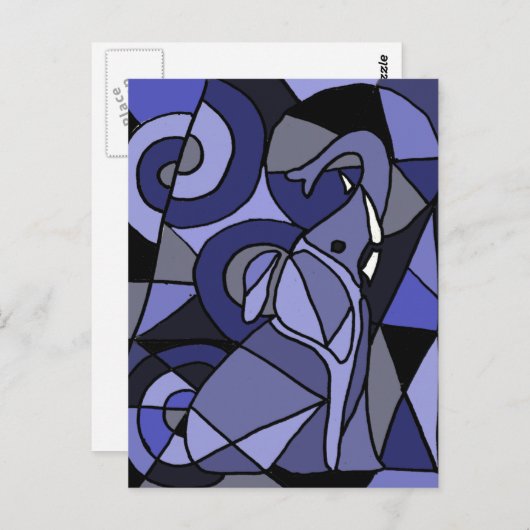 AB - Abstrakt Art Elephant Postkarte (Vorne/Hinten)