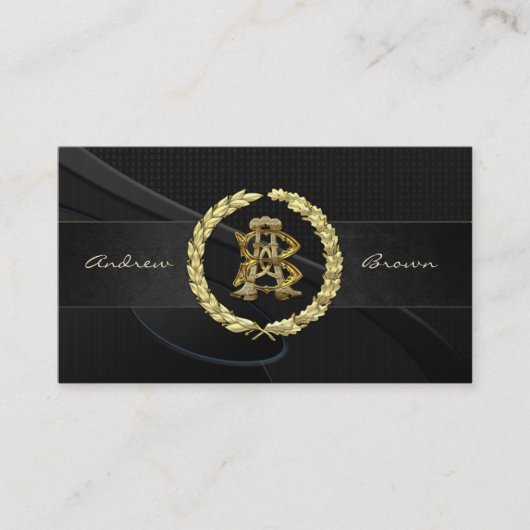 AB & BA Monogram [Gold+Fabric] Visitenkarte (Vorderseite)