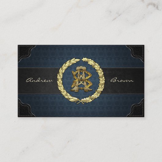 AB & BA Monogram [Gold+Fabric] Visitenkarte (Vorderseite)