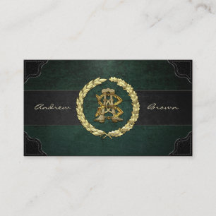 AB & BA Monogram [Gold+Leather] Visitenkarte