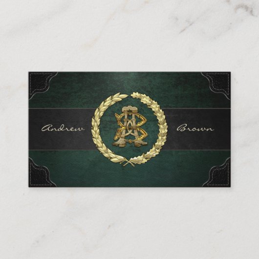 AB & BA Monogram [Gold+Leather] Visitenkarte (Vorderseite)