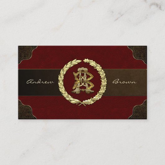 AB & BA Monogram [Gold+Leather] Visitenkarte (Vorderseite)