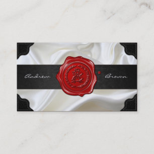 AB & BA Wachssiegel-Monogramm [Weiße Seide+Schwarz Visitenkarte
