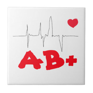 AB+ Funky Blood Type Heart Rate Medical Fliese