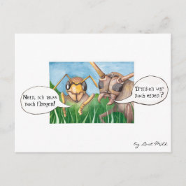 Ab in den Biergarten und ein Bier trinken, deutsch Postkarte