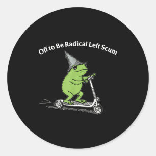 Ab ins radikale linke Gesindel lustiger Frosch-Mem Runder Aufkleber