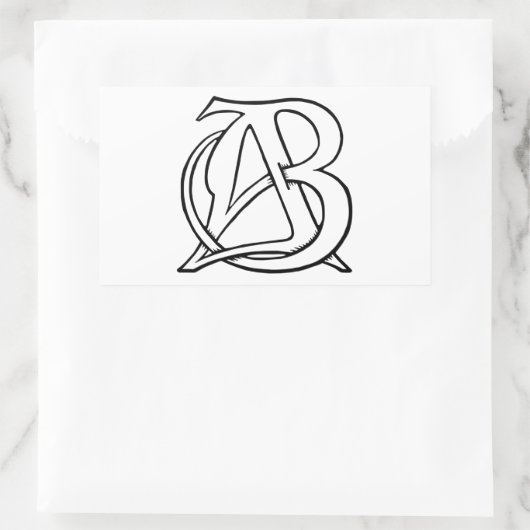 AB Monogramm Rechteckiger Aufkleber (Tasche)