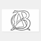 AB Monogramm Rechteckiger Aufkleber (Vorderseite)