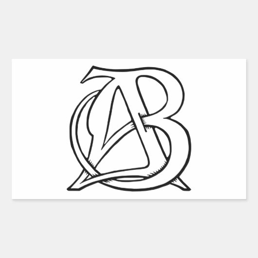 AB Monogramm Rechteckiger Aufkleber (Vorderseite)