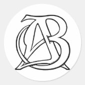 AB-Monogramm Runder Aufkleber (Vorderseite)