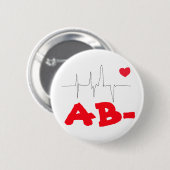 AB- Schaltfläche Herzfrequenz Funky Blood Type Button (Vorne & Hinten)