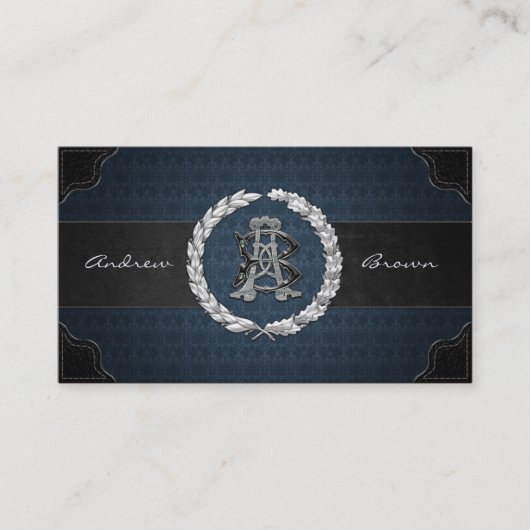 AB und BA Silver Monogram Visitenkarte (Vorderseite)