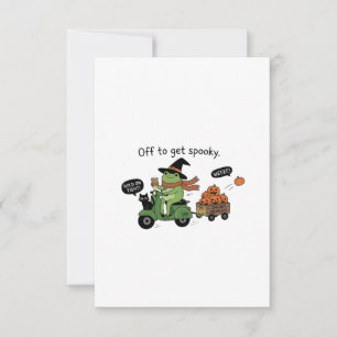 Ab zum unheimlichen Frosch-Scooter Halloween Mitteilungskarte